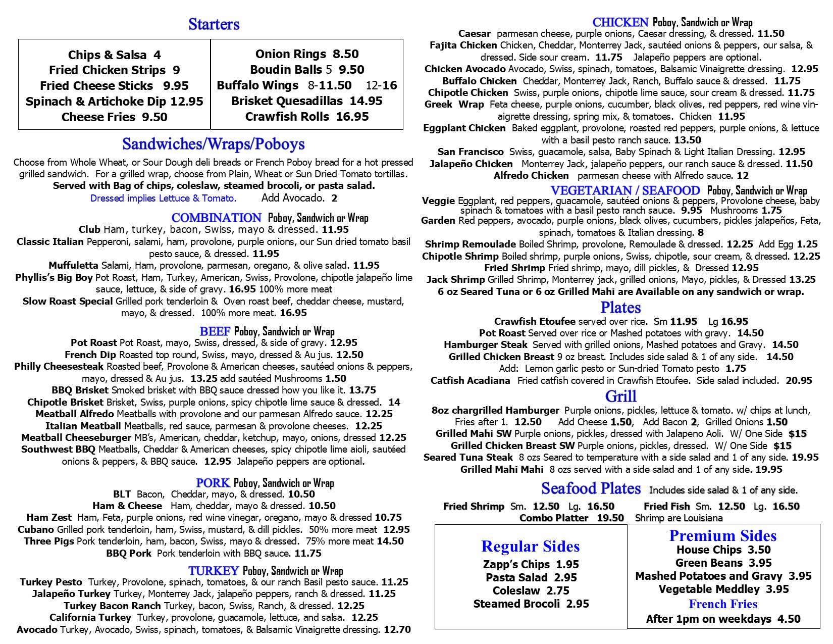 Printable Menu Page 2