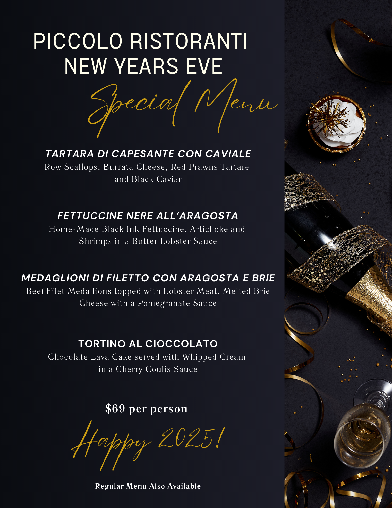 NYE Special Menu